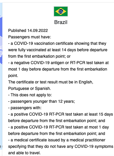 Requisitos para viajar a Brasil 2022